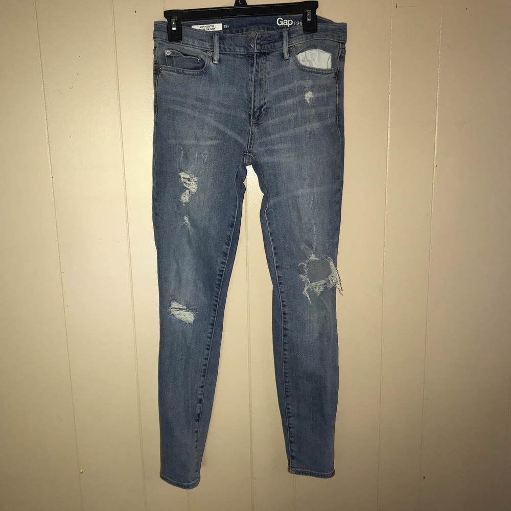 Gap Light Wash Ripped Skinny Jeans